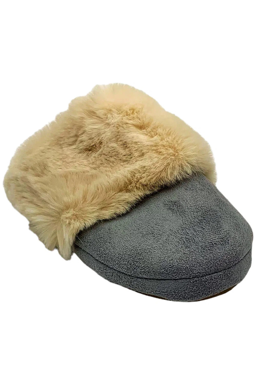 Comfort Code Microsuede Faux Fur Scuff Slipper Alloy -